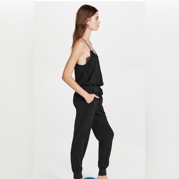 Cami NYC Estella Racerback Black Lace Trim Jumpsuit - Picture 2 of 15